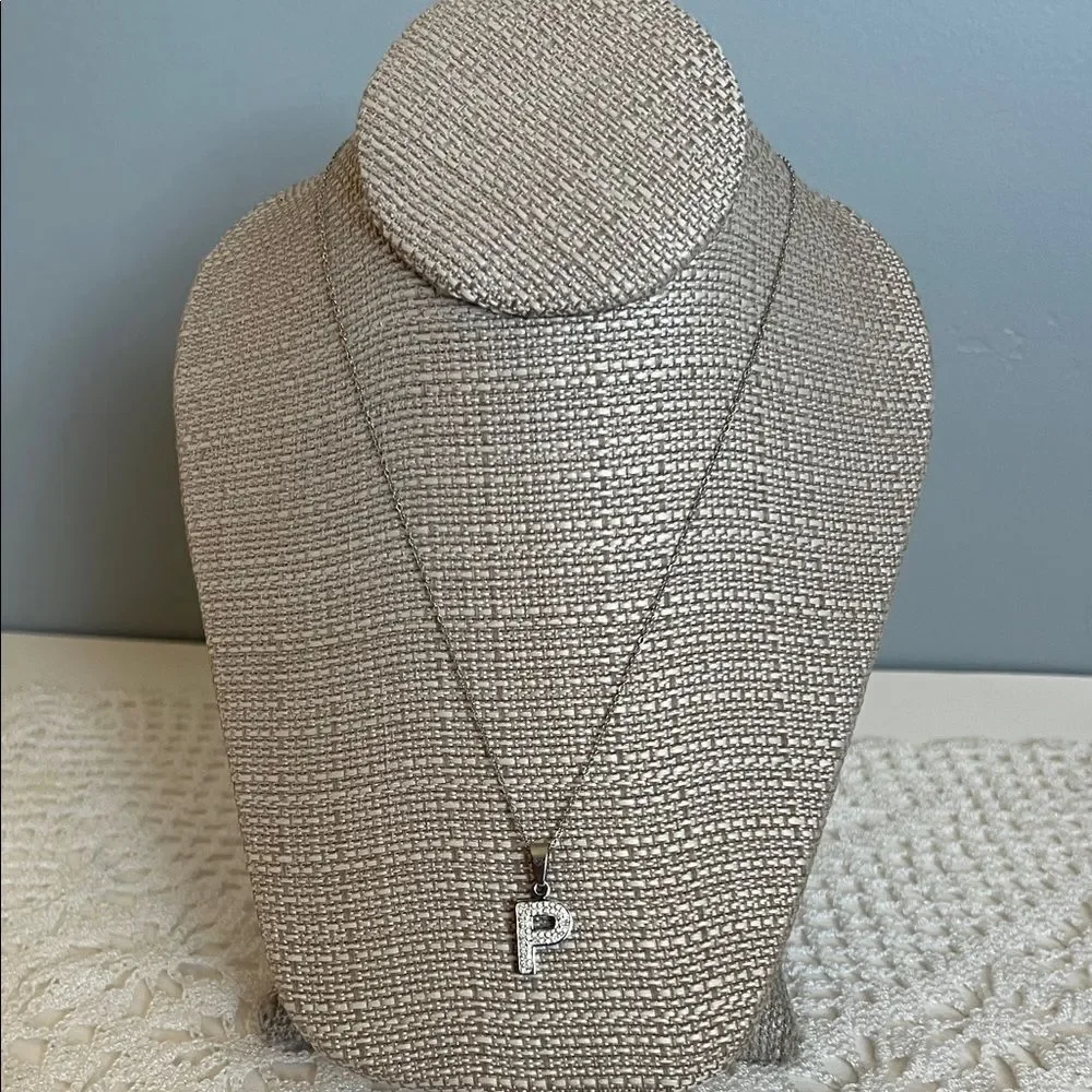 NWT Stainless Steel Elegant Silver Tone  Dainty Necklace initial  P Pendant
